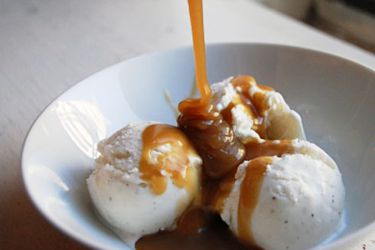 whiskey butterscotch sauce and vanilla ice cream