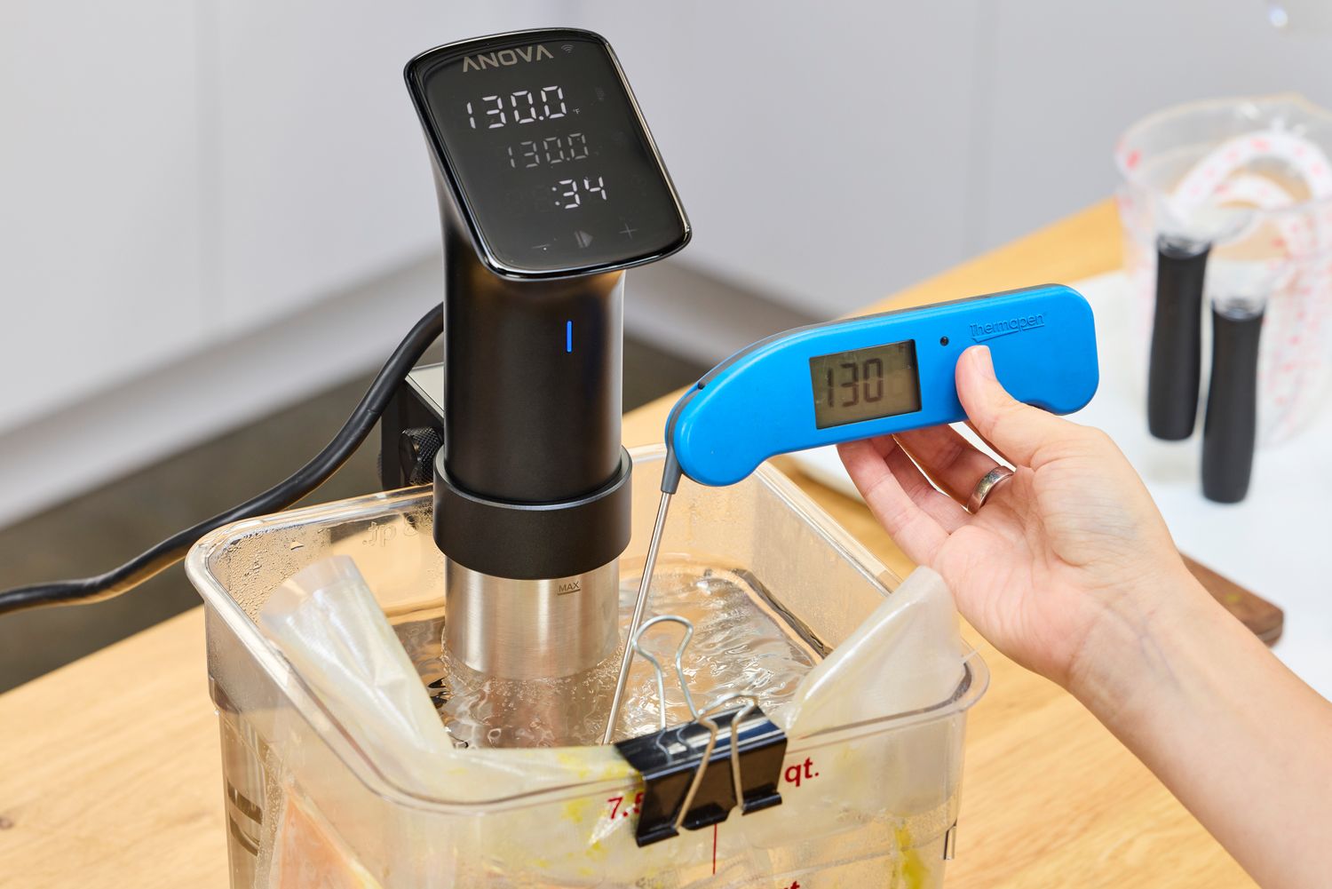 Anova Culinary Precision Cooker Pro with immersion circulator and temperature reading