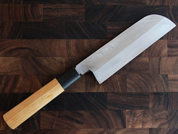Kansai-Style Usuba bocho knife on wooden backdrop
