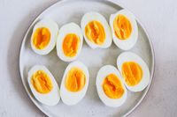 Hard-boiled eggs made in the Nordic Ware Egg Boiler