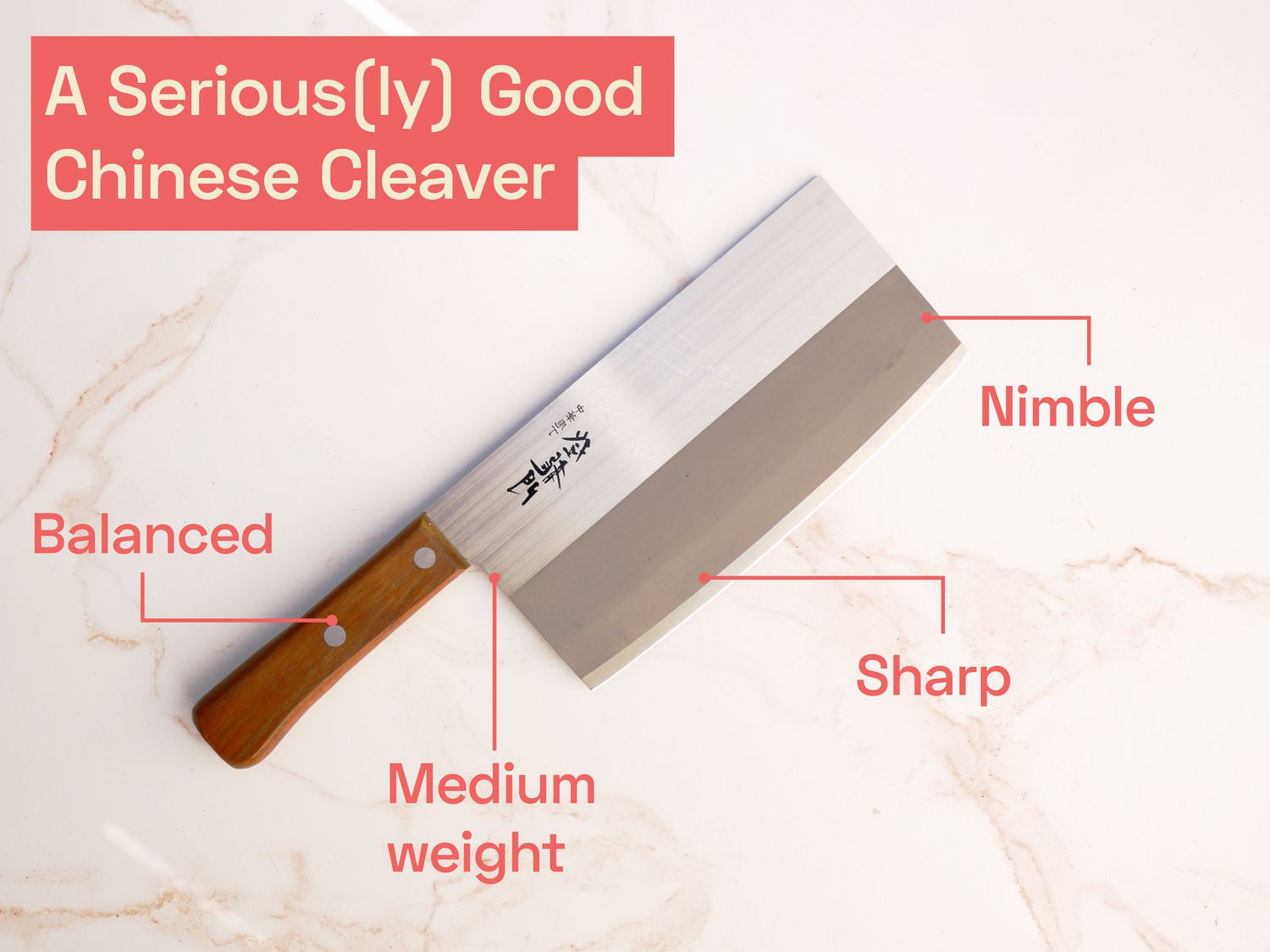 A seriously good chinese cleaver is balanced, nimble, sharp, and medium weight. 