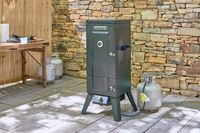The Cuisinart COS-244 Vertical 36-inch Propane Smoker on a patio