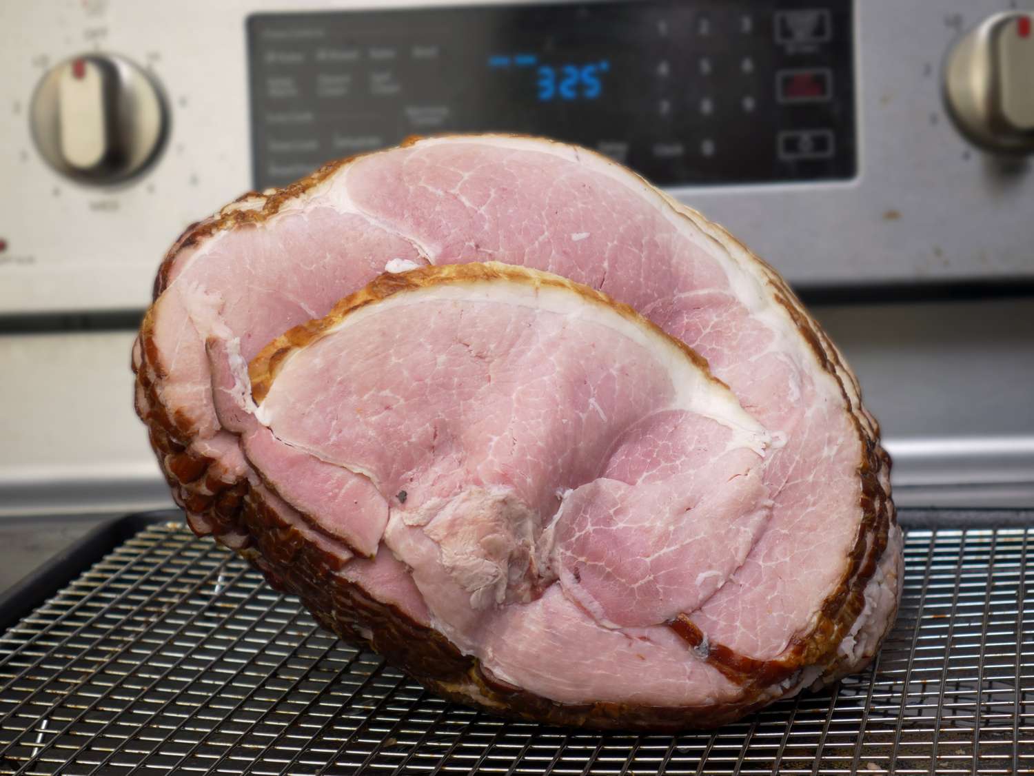 unwrapped vande rose ham on a sheet tray