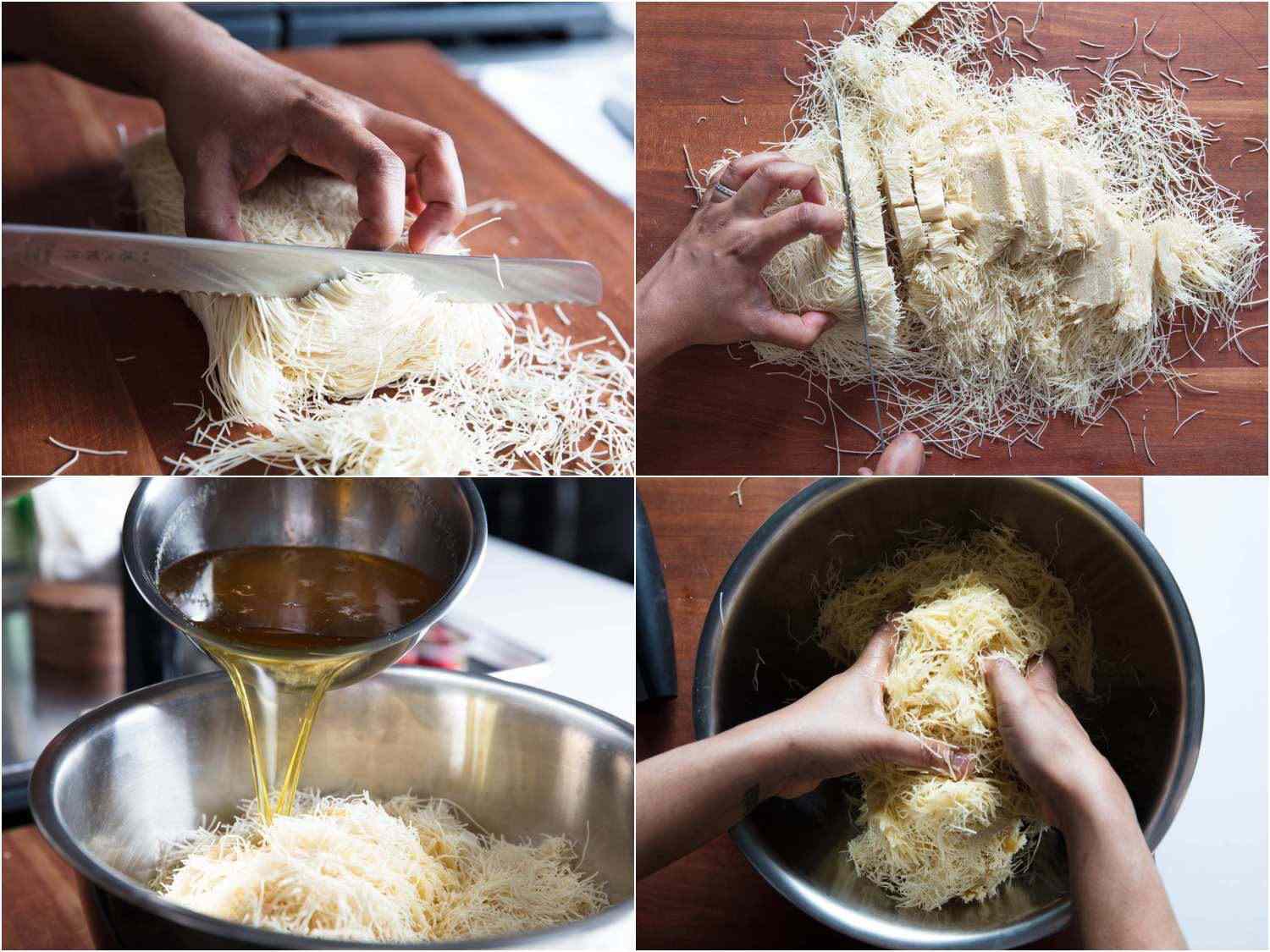 shredded phyllo mixed with melted ghee