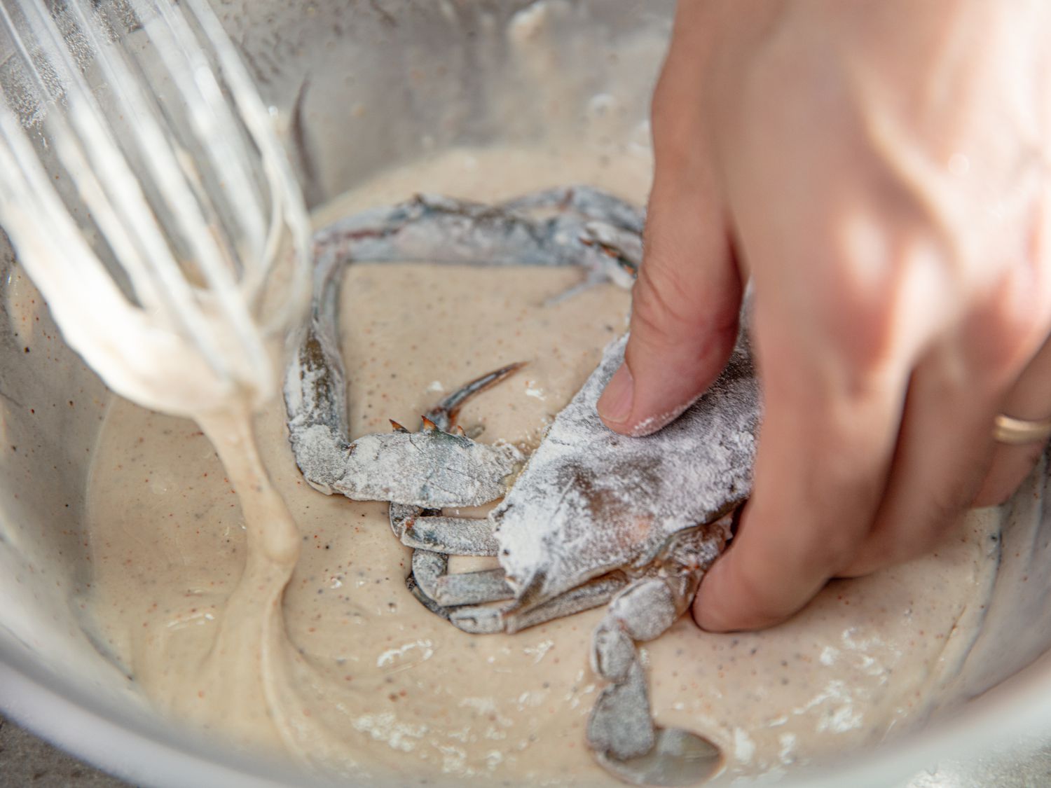 Side view of battering crab.