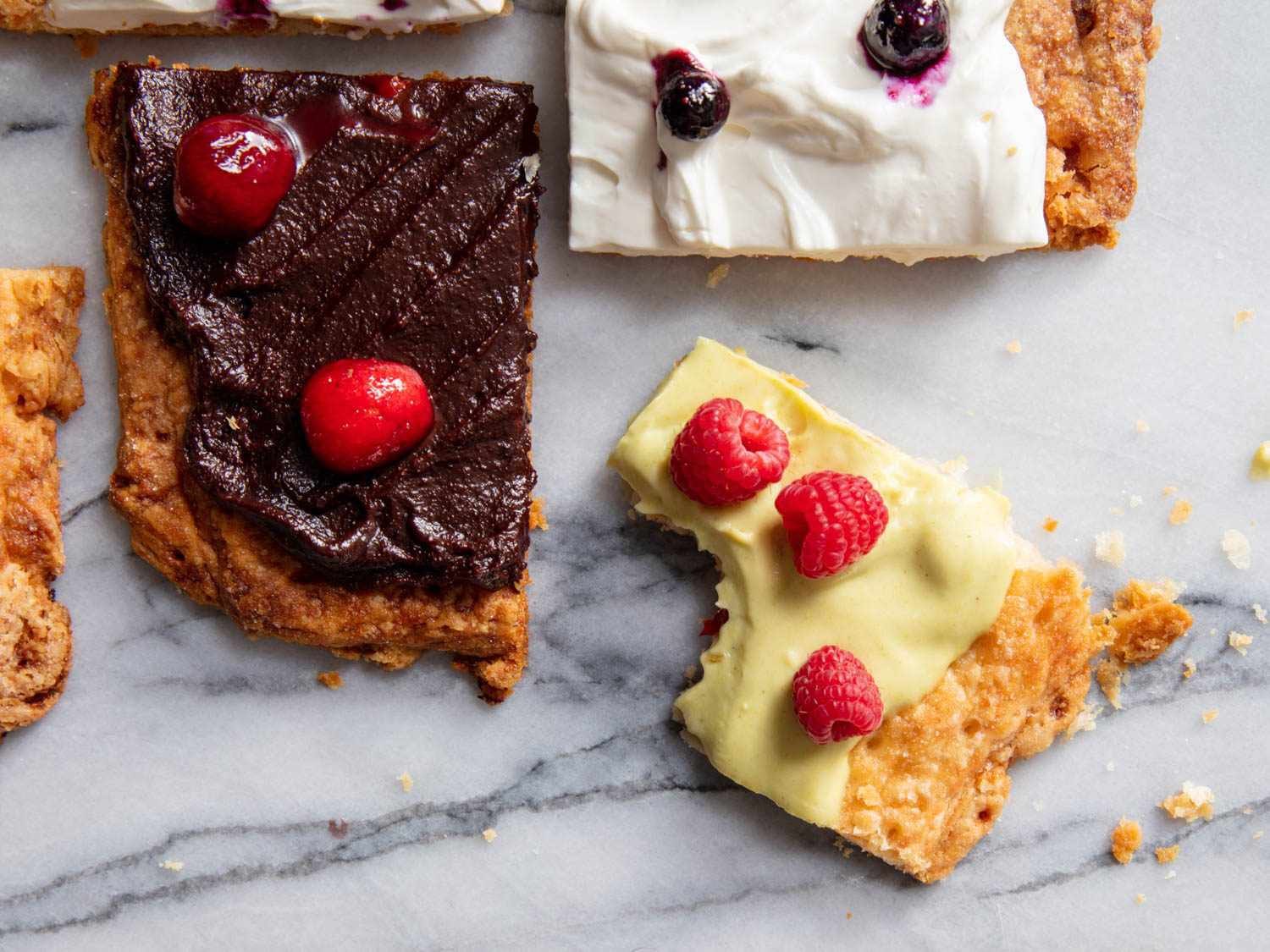 pistachio tart with a bite missing