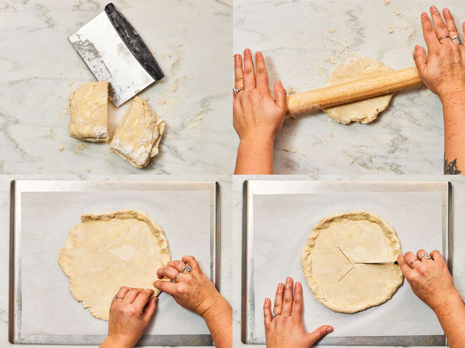 Four steps in rolling out dough