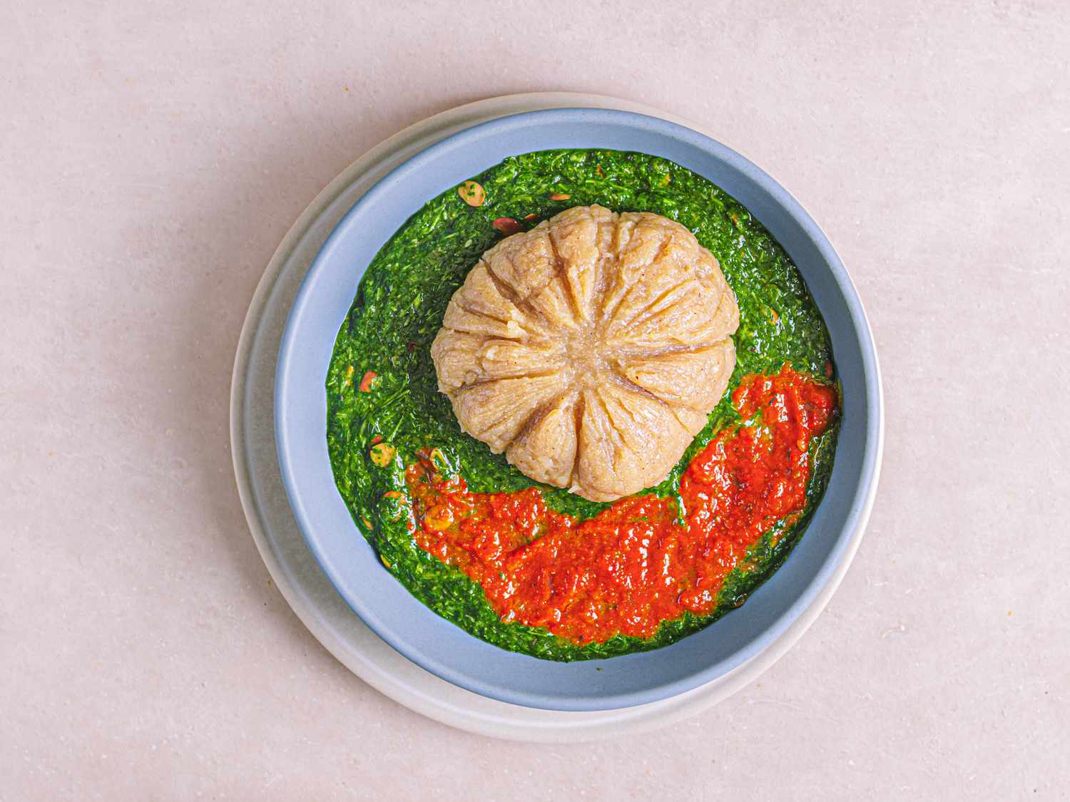 Lafun in an egusi soup with obe ata