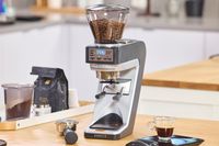 Coffee beans in the Baratza Sette 270 Conical Burr Grinder