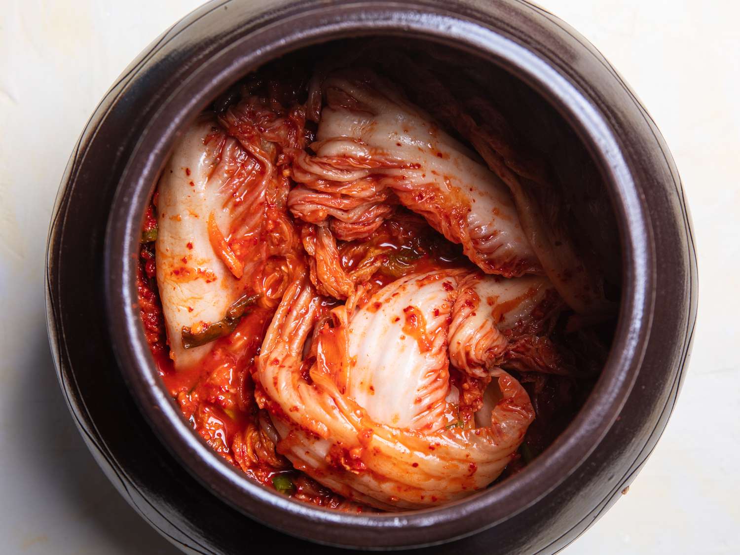 baechu kimchi in an onggi fermentation pot