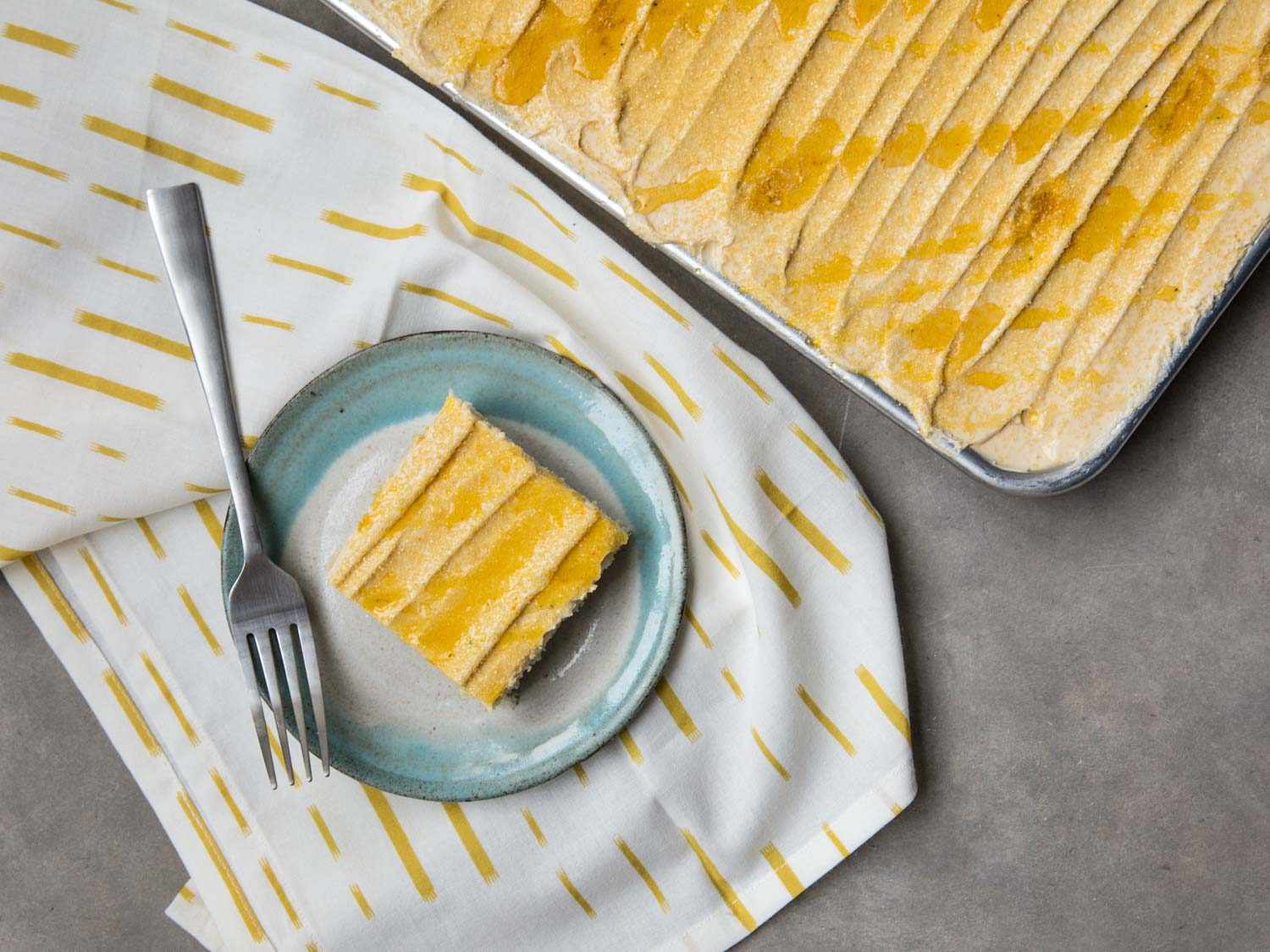 sheet cake with honey buttercream