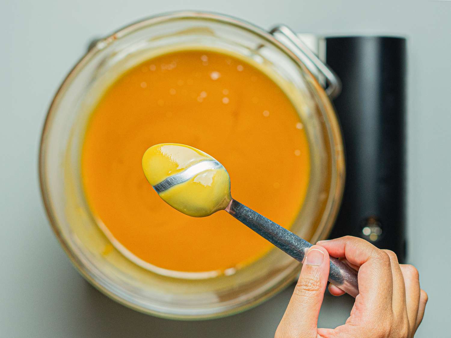 Overhead view of kaya on vack of spoon