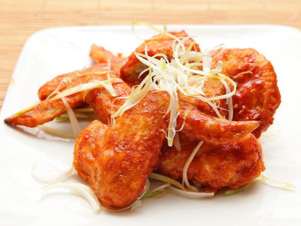 Korean fried chicken on a plate.