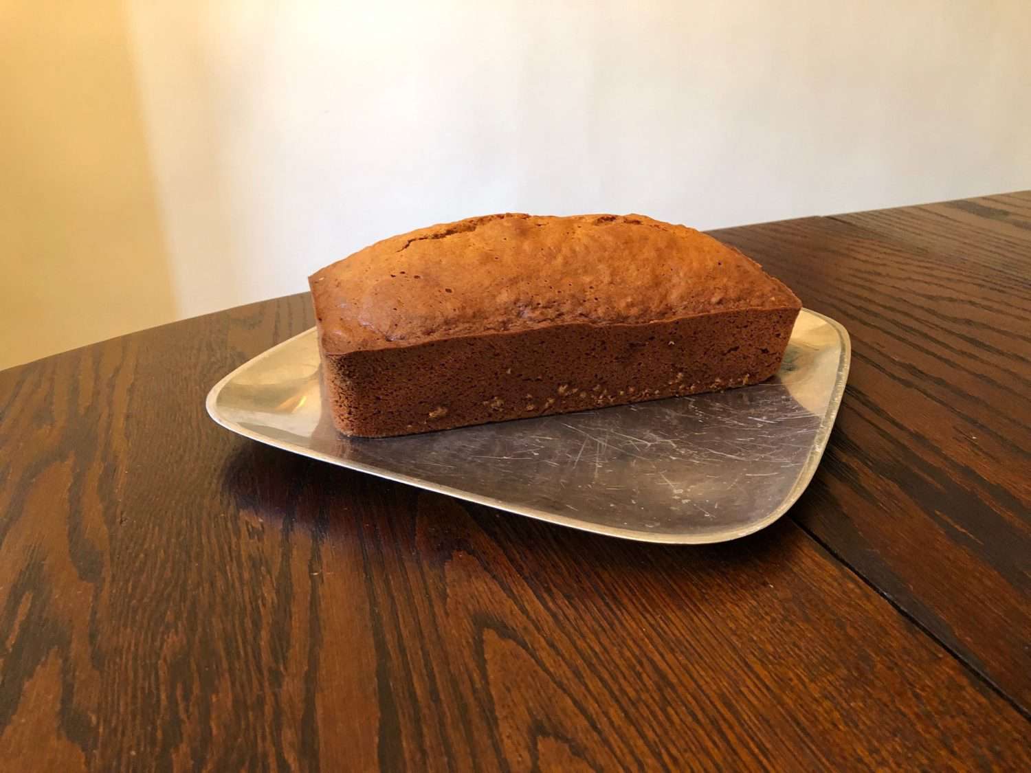 Banana bread loaf on a plate
