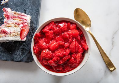 Overhead view of strawberry compote