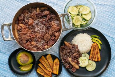 Overhead view of stew peas