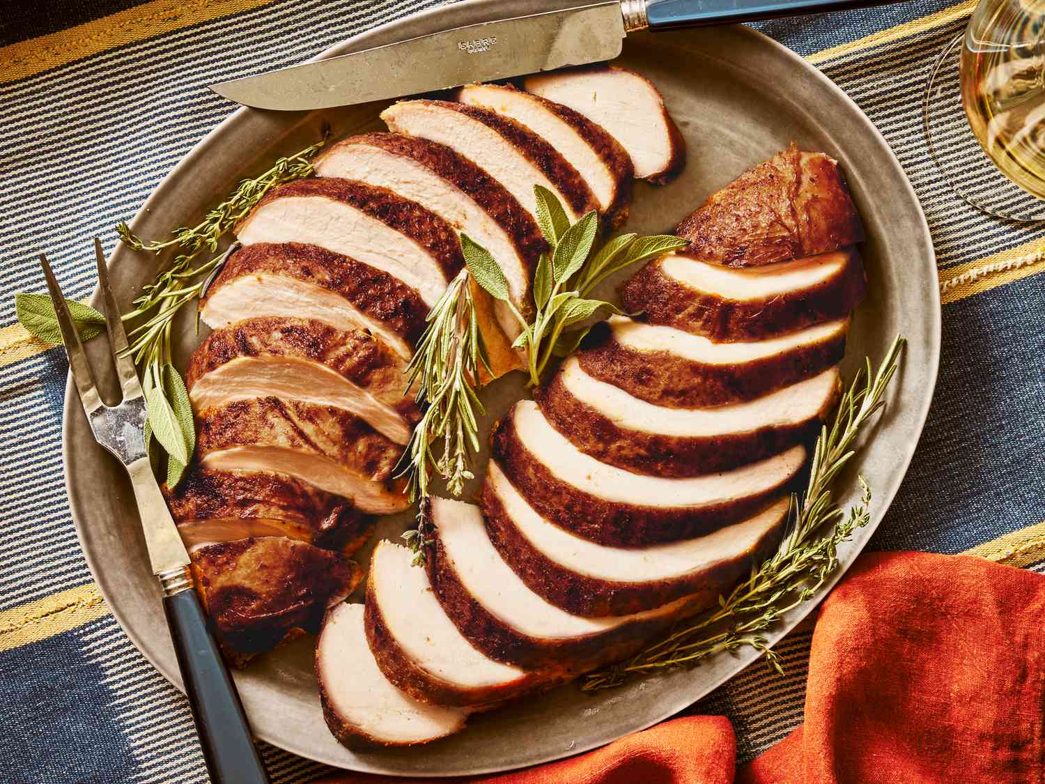 Overhead view of smoked turkey