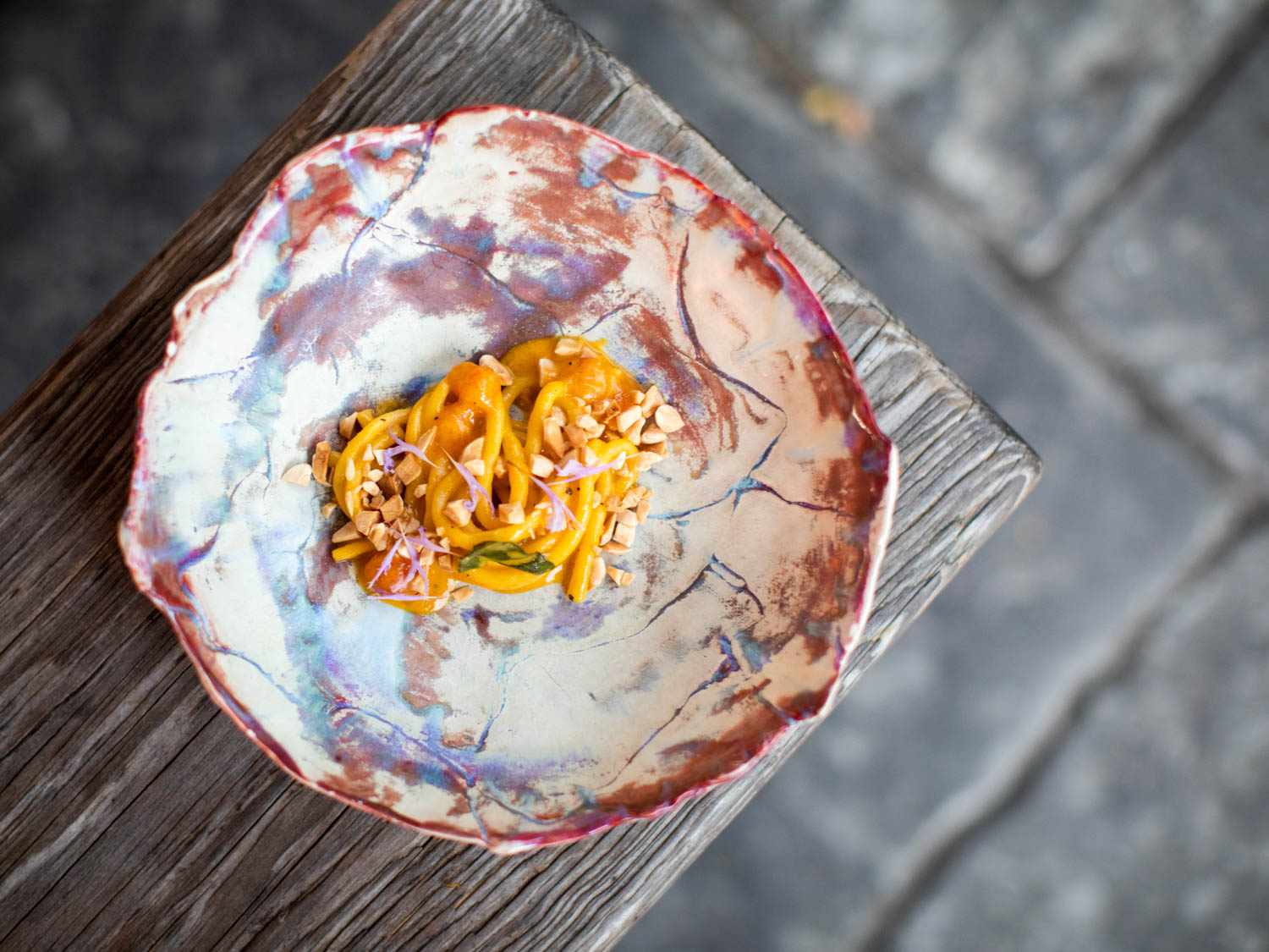 A plate of noodles at Blanca