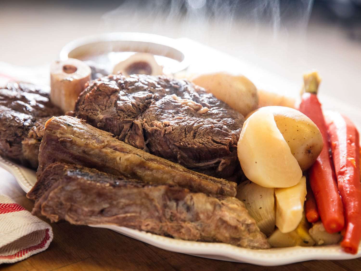 Pot-au-feu on a plate.