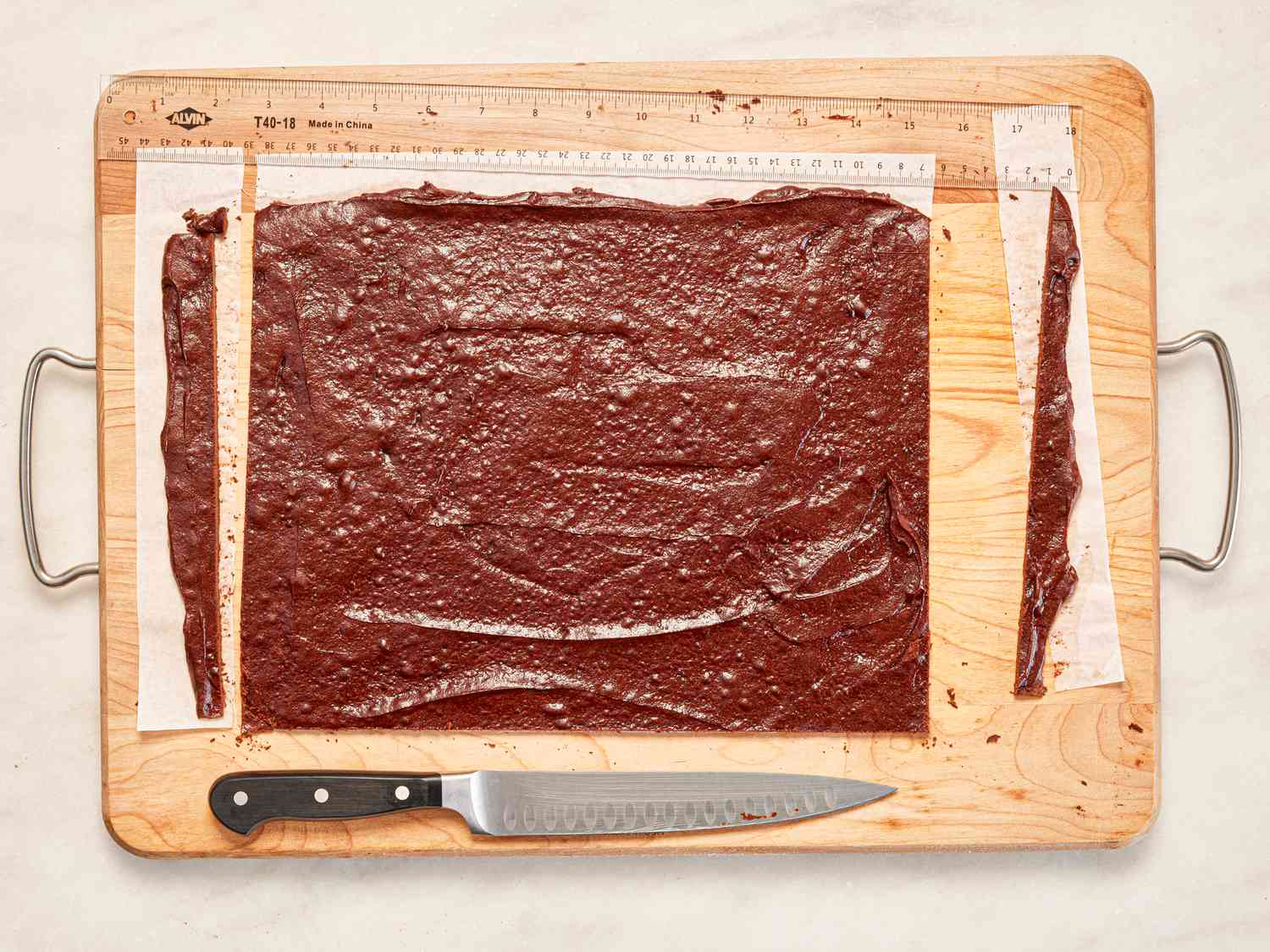 Overhead view of cutting wafers into rectangle