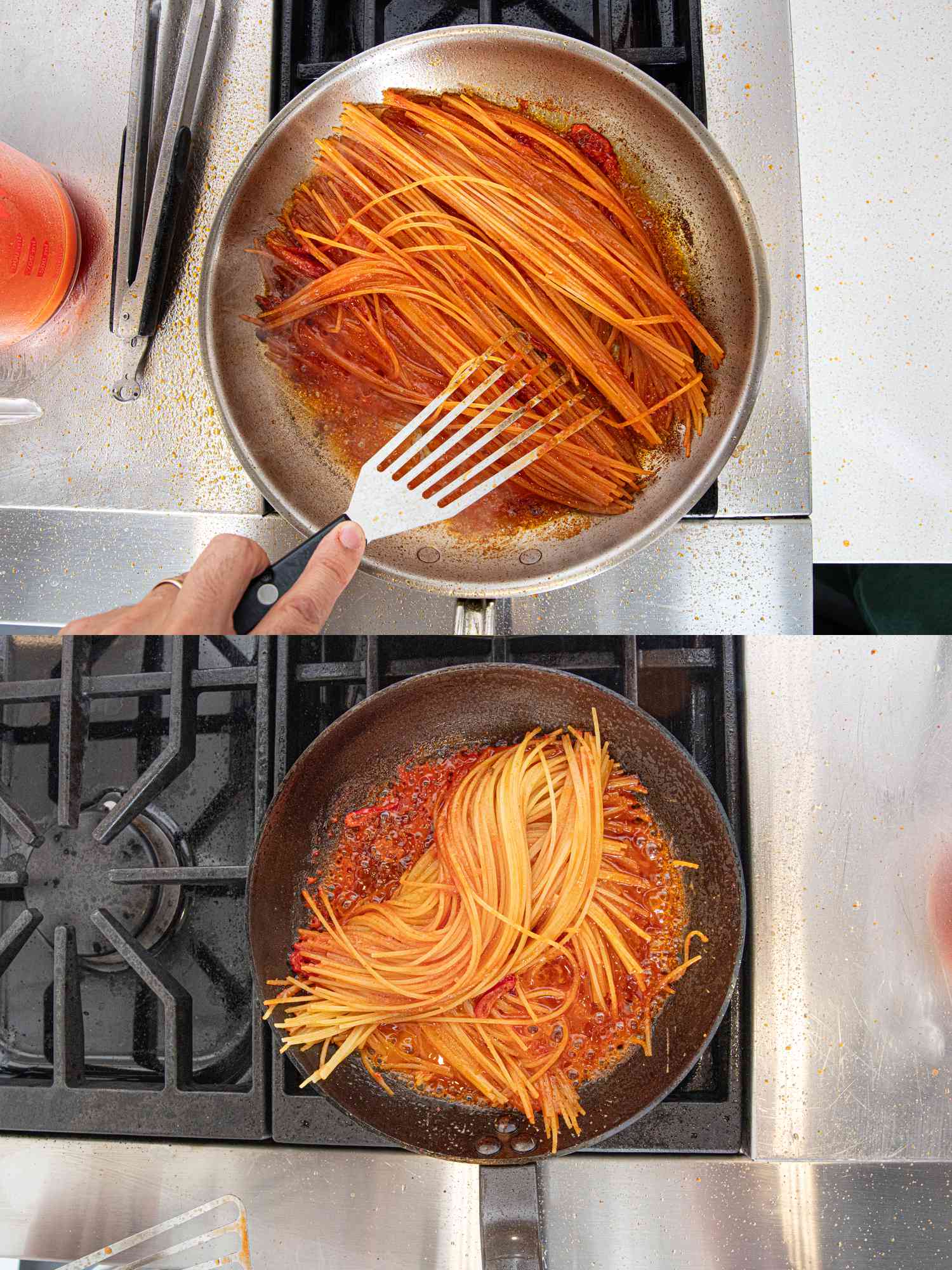 Two image collage of both pans tested