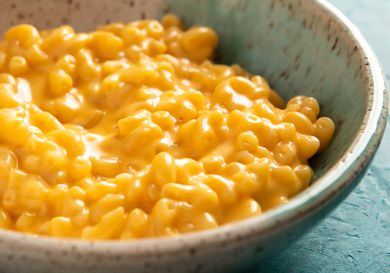 A bowl of 3-Ingredient Stovetop Macaroni and Cheese. 