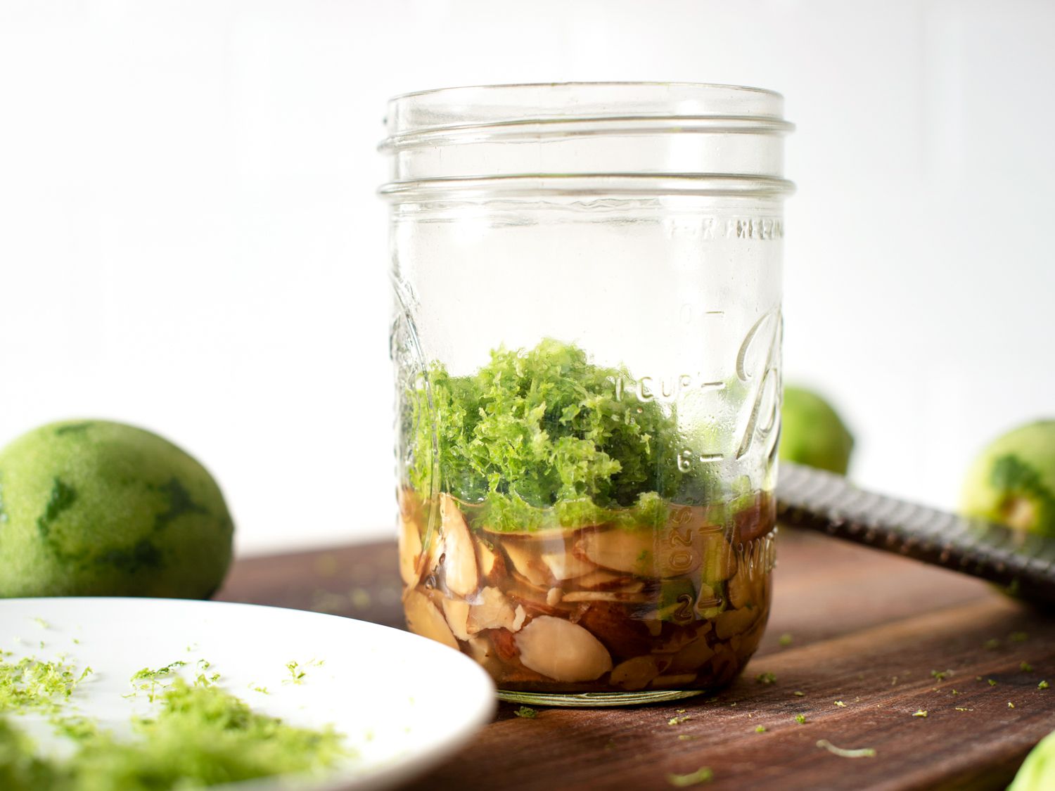 Lime zest added to jar after 2 days of steeping.