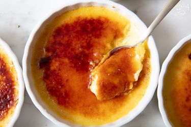 Overhead view of finished corn creme brulee