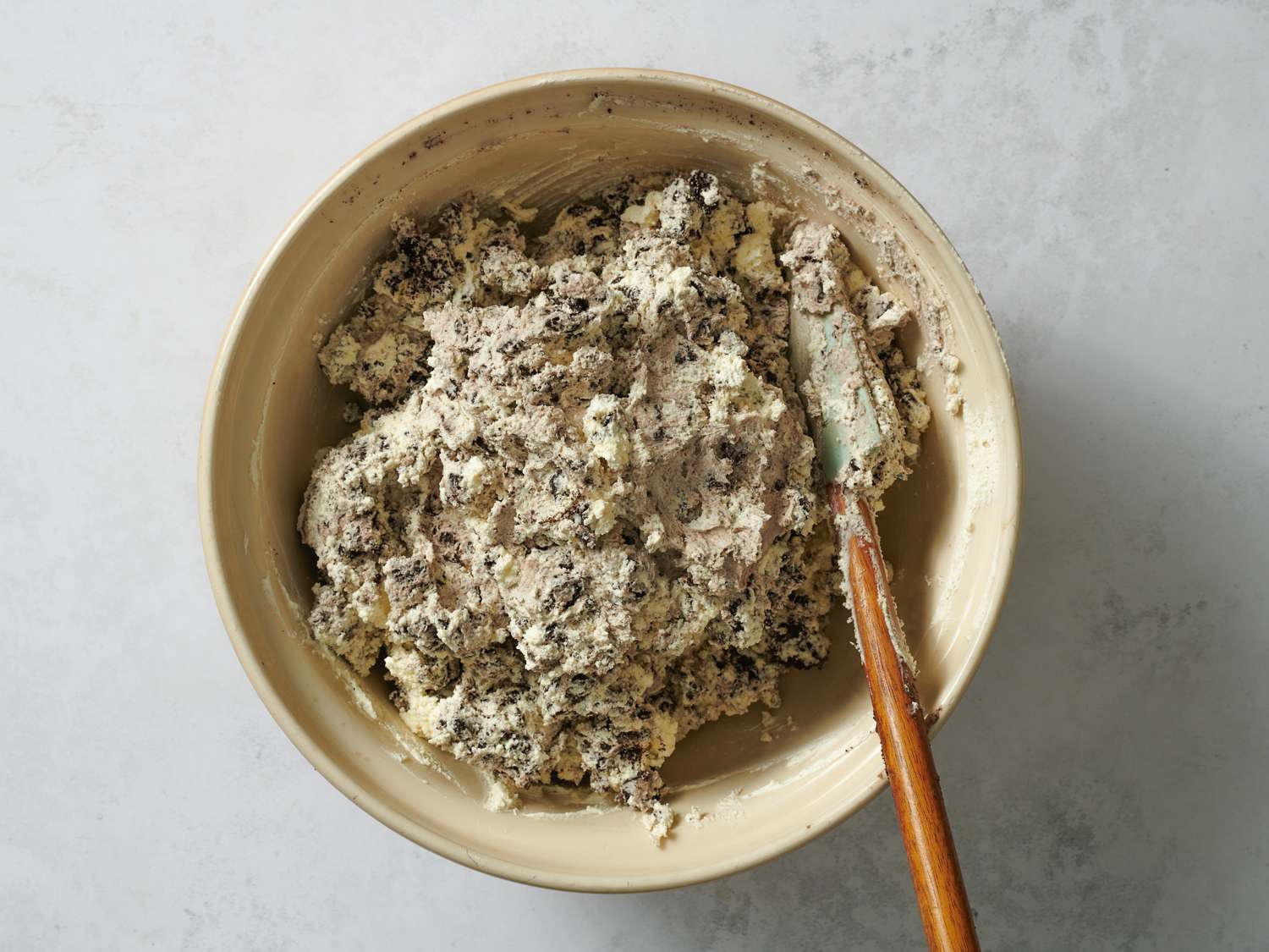 Oreos folded into whipped cream