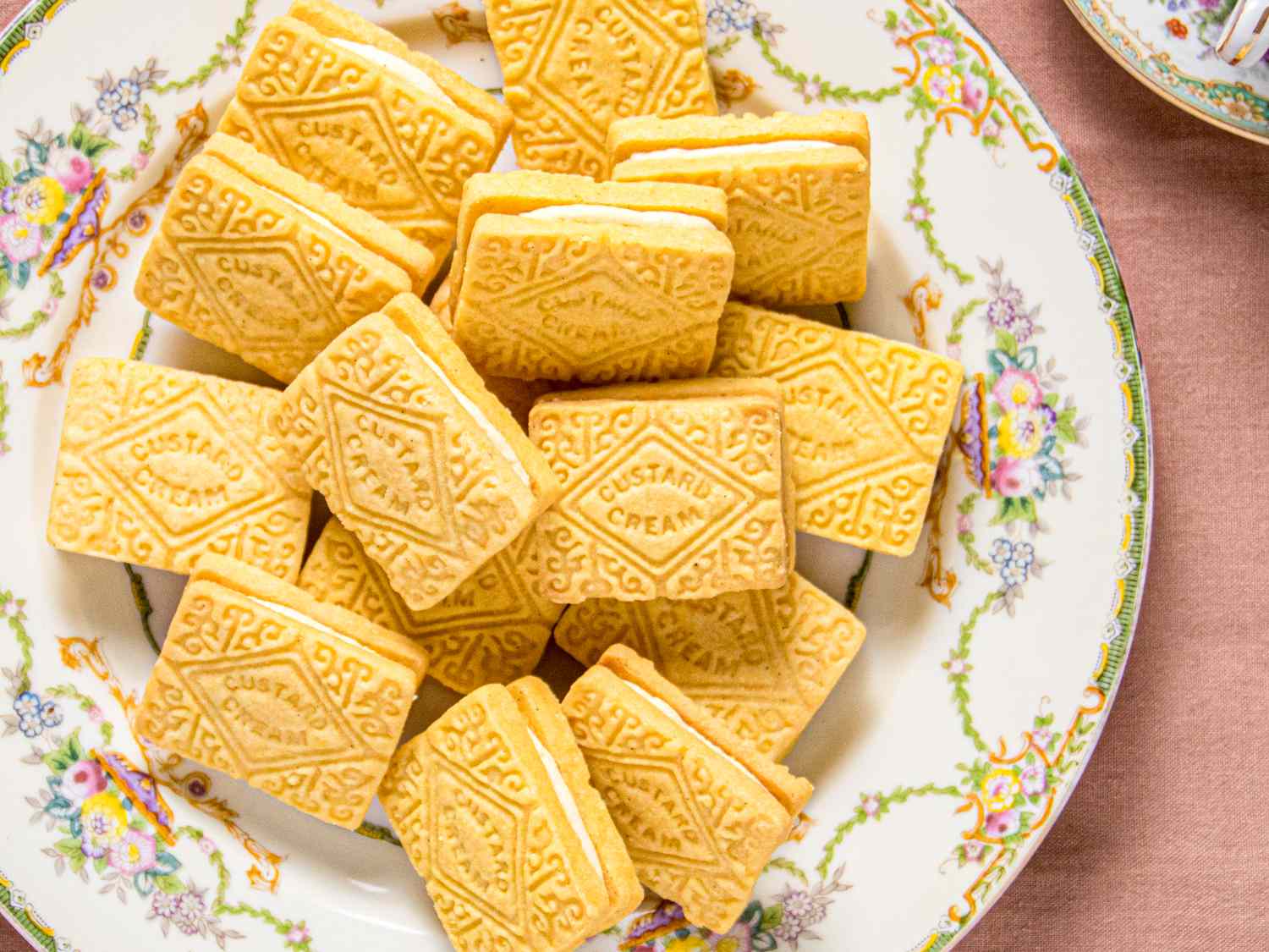 Overhead view of custard creams
