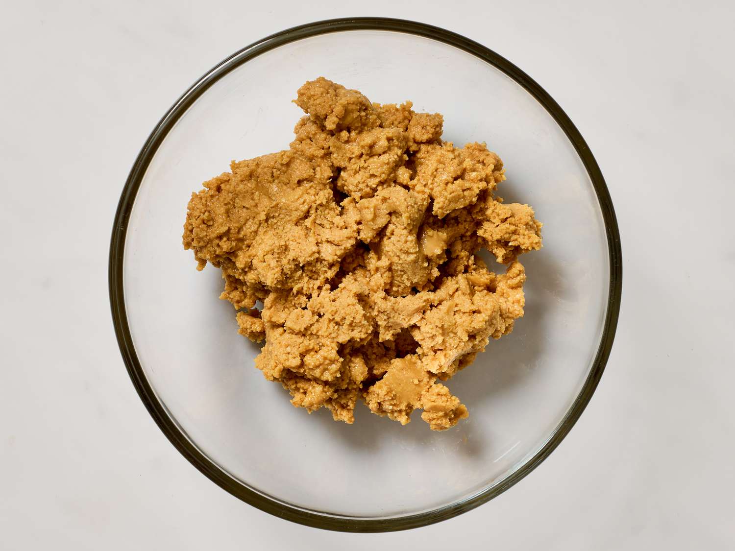 Overhead view of peanut paste