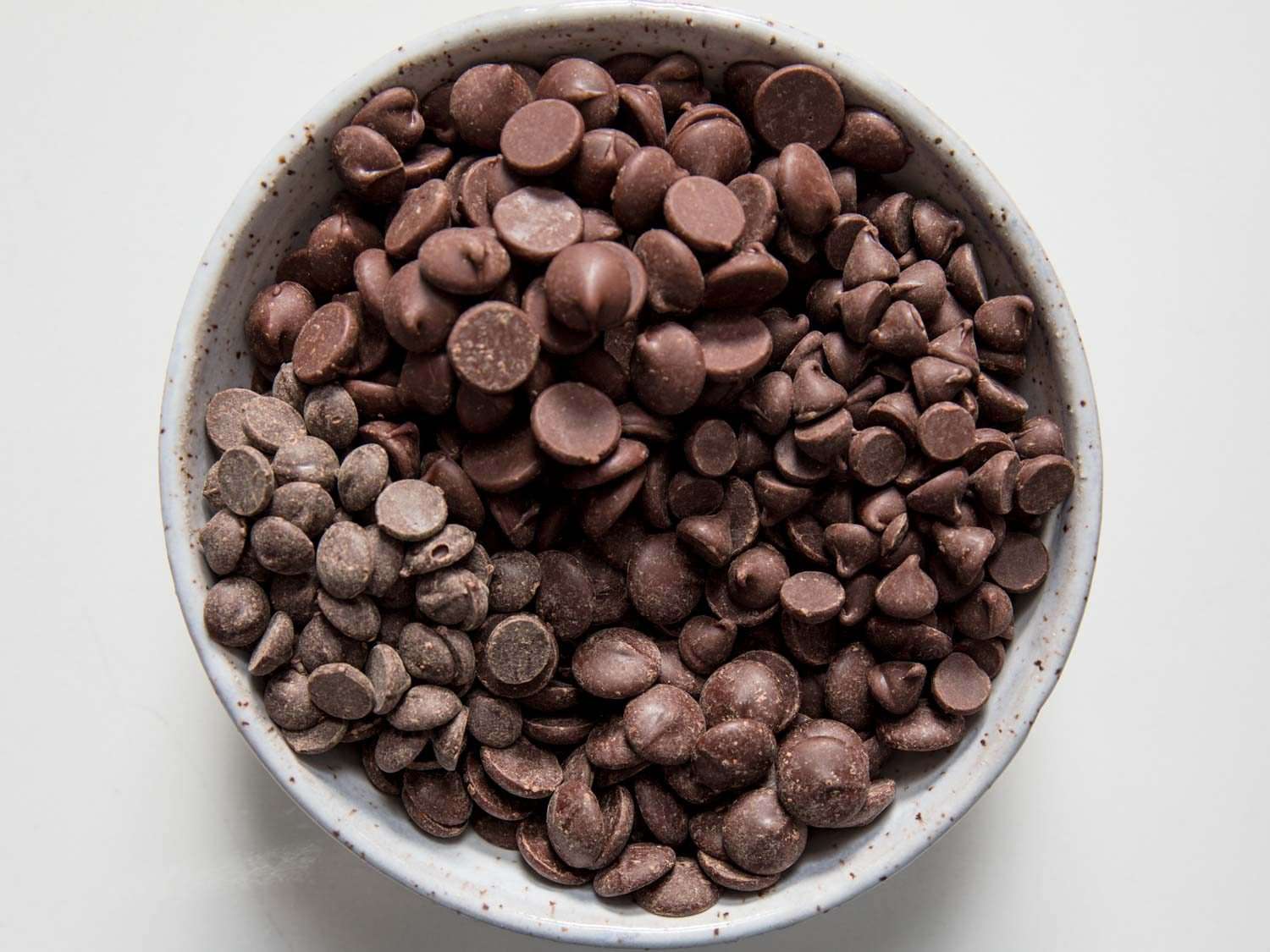 A blend of different brands of chocolate chips for Levain Bakery-style cookies.