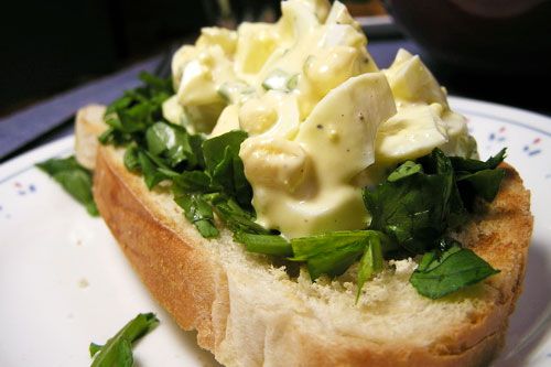 Egg, tuna chicken salad sandwich