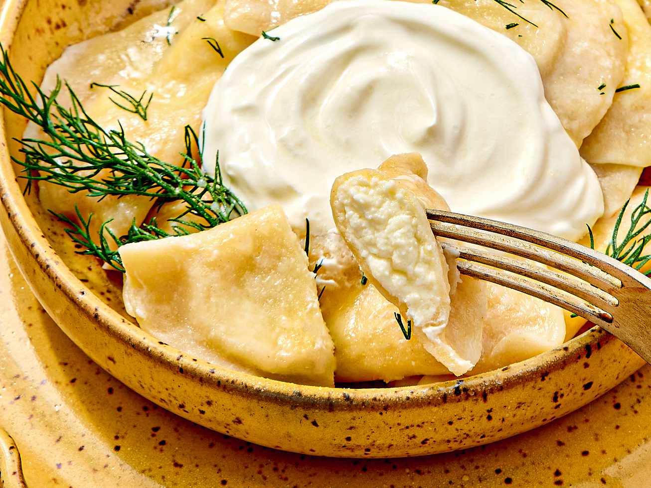 Close up of varenyky 