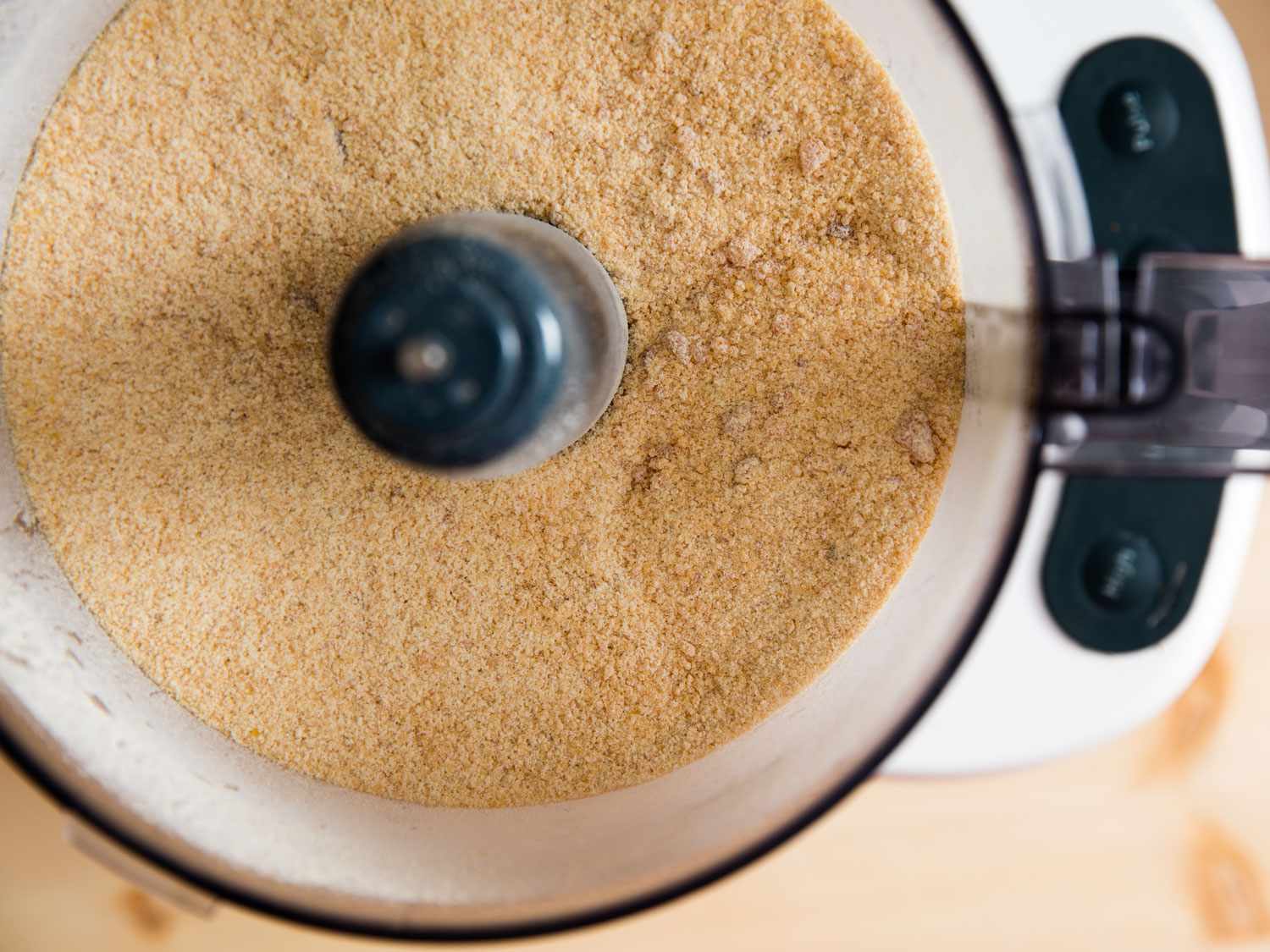 Pulverized toasted sugar inside a food processor