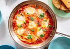 Overhead view of eggs in purgatory