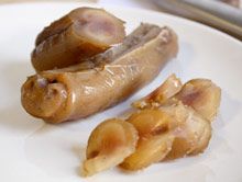 Cooked beef tendon on a plate.