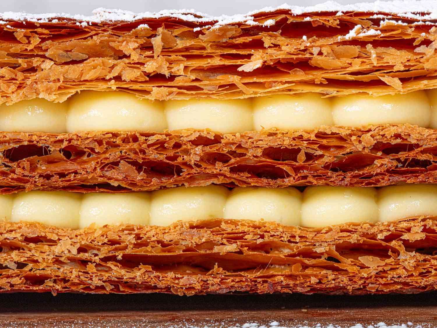 Side view of mille feuille