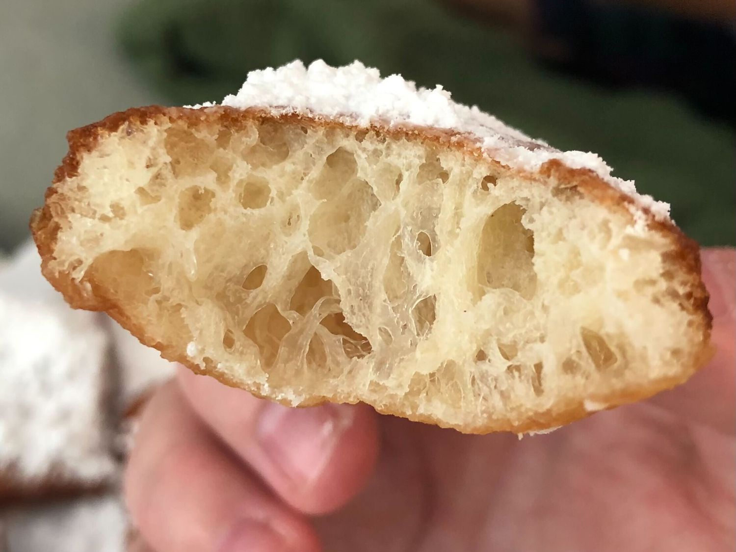 Inside view of beignets 
