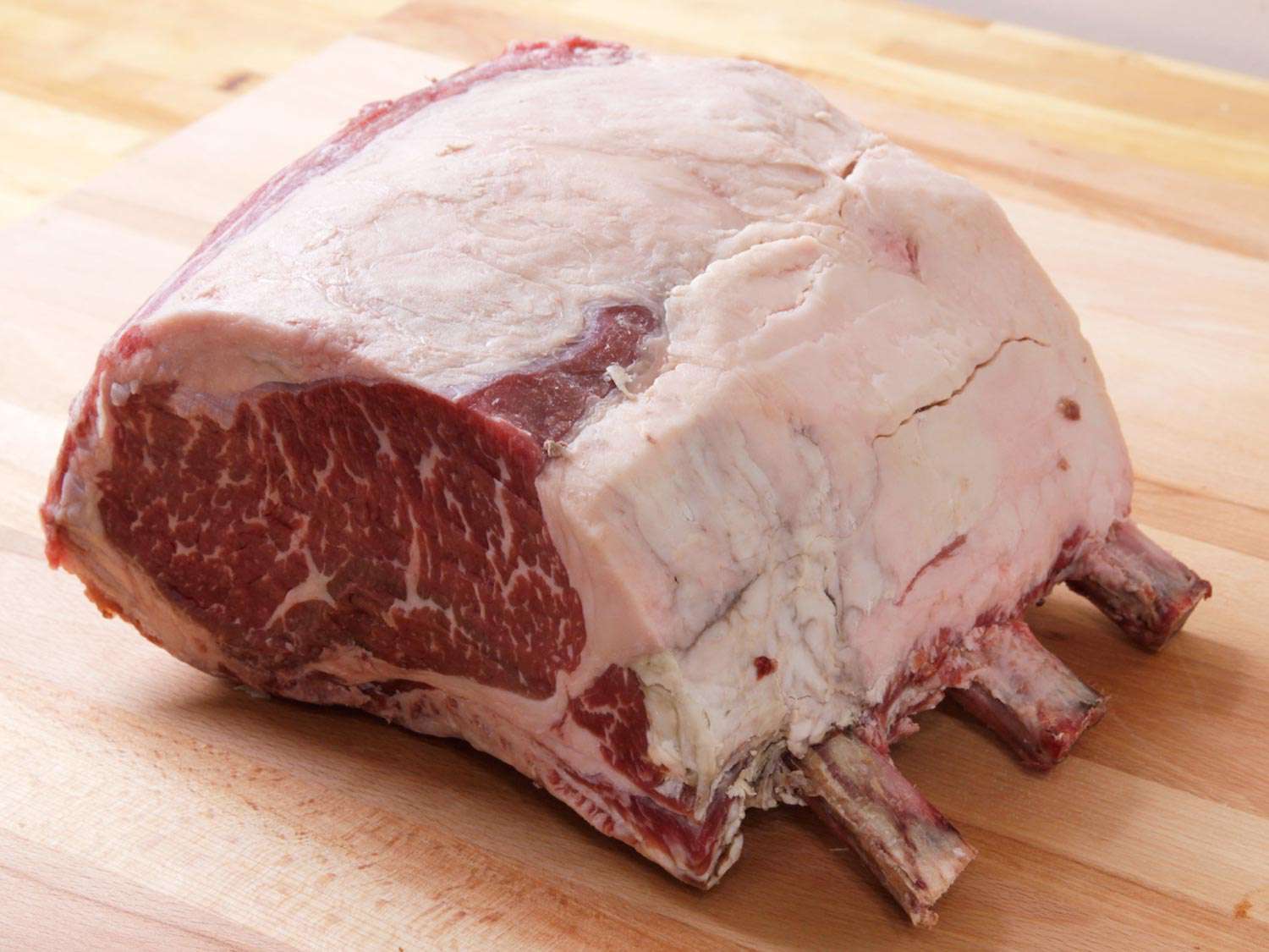 A trimmed dry-aged roast, ready for cooking.