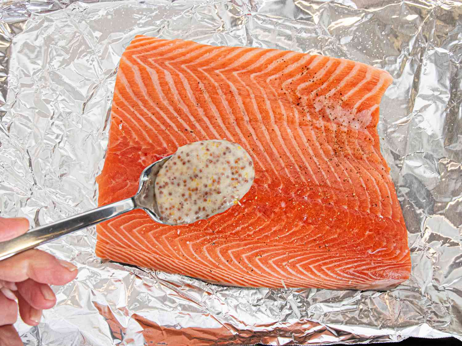 Overhead view of honey mustard mix