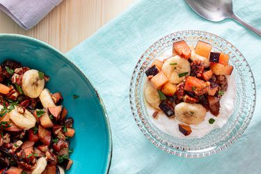 Overhead view of fruit salad
