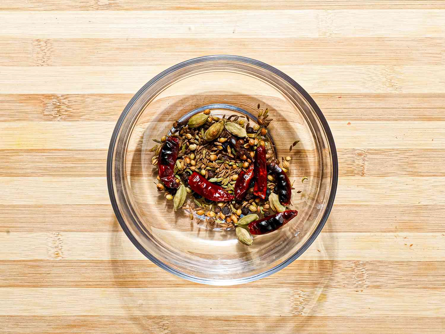 Overhead view of toasted spice blend