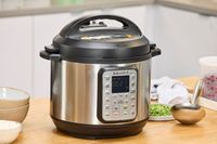The Instant Pot Duo Plus 6-Quart 9-in-1 Pressure Cooker on a kitchen counter