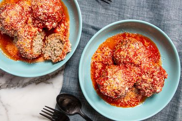 OVerhead view of meatballs