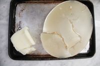 Solidified oil on a pan