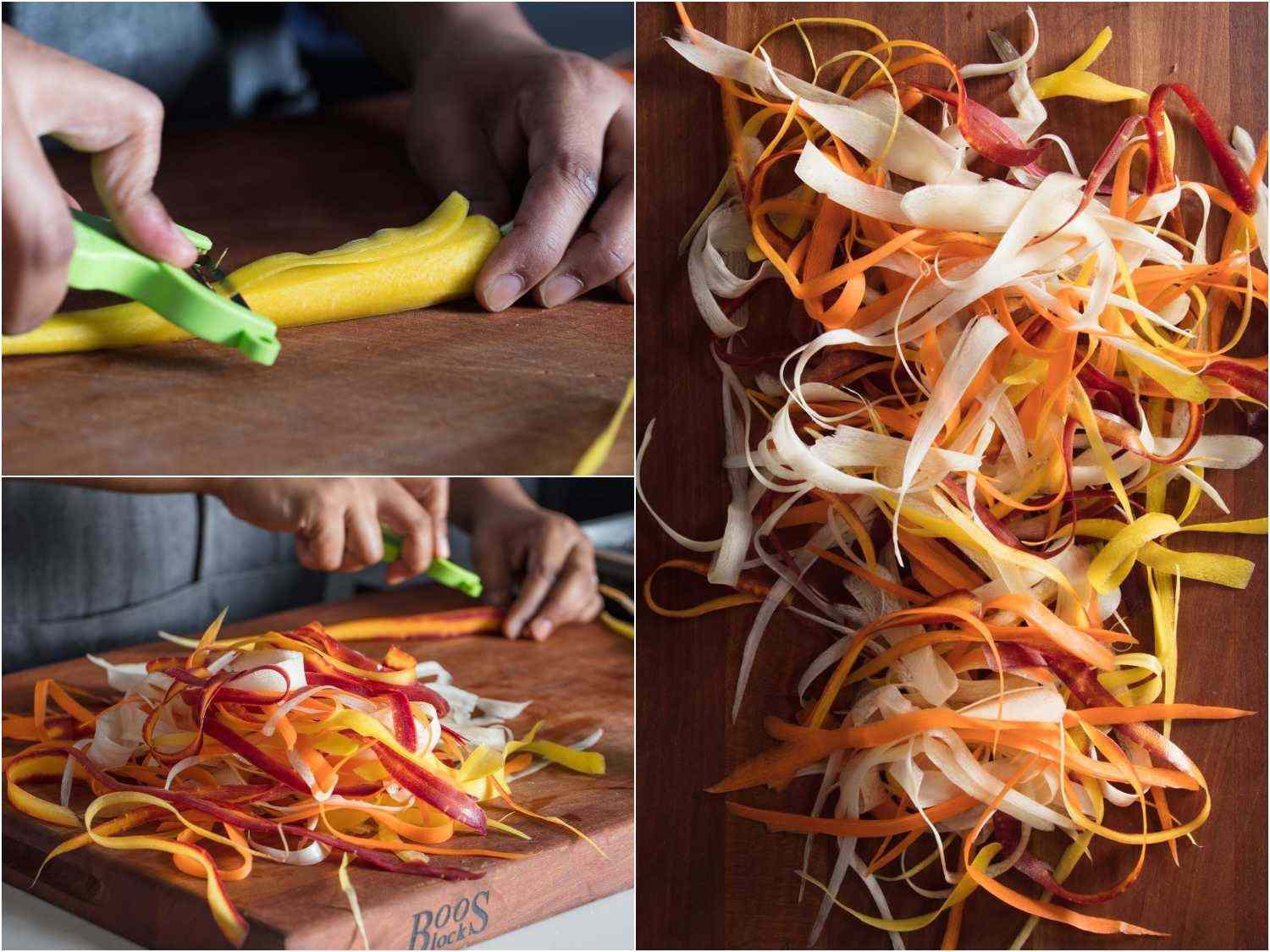 peeling carrot strips