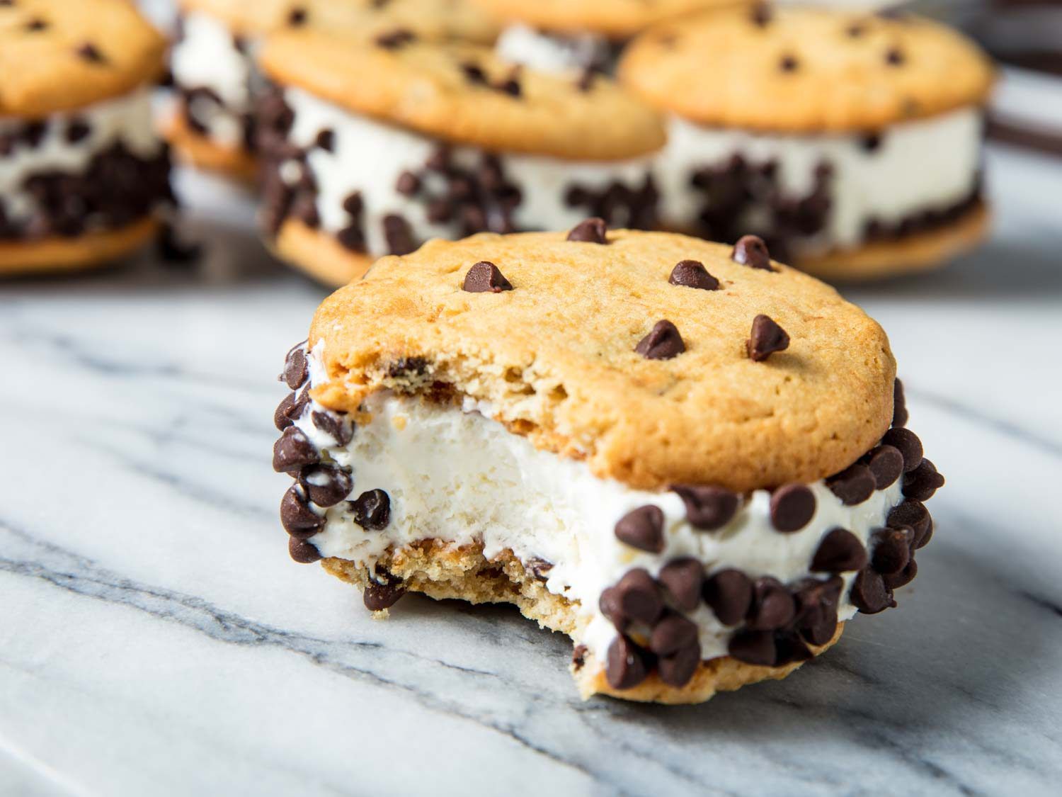 homemade chocolate chip ice cream sandwich