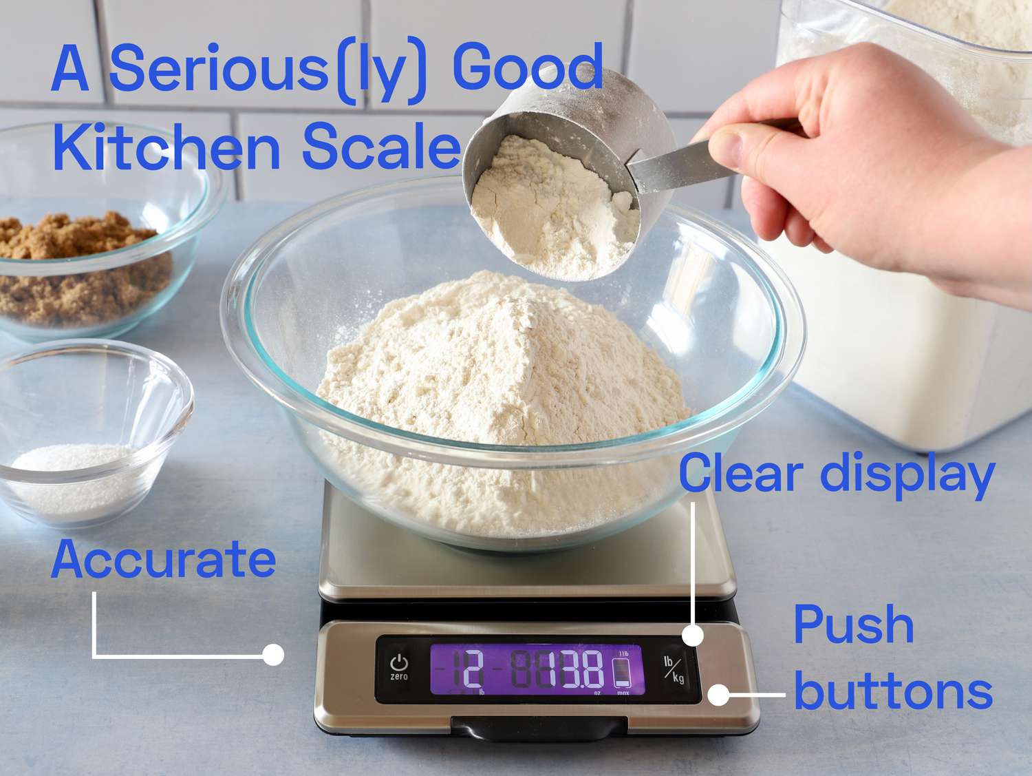 A diagram showing the characteristics of a good kitchen scale