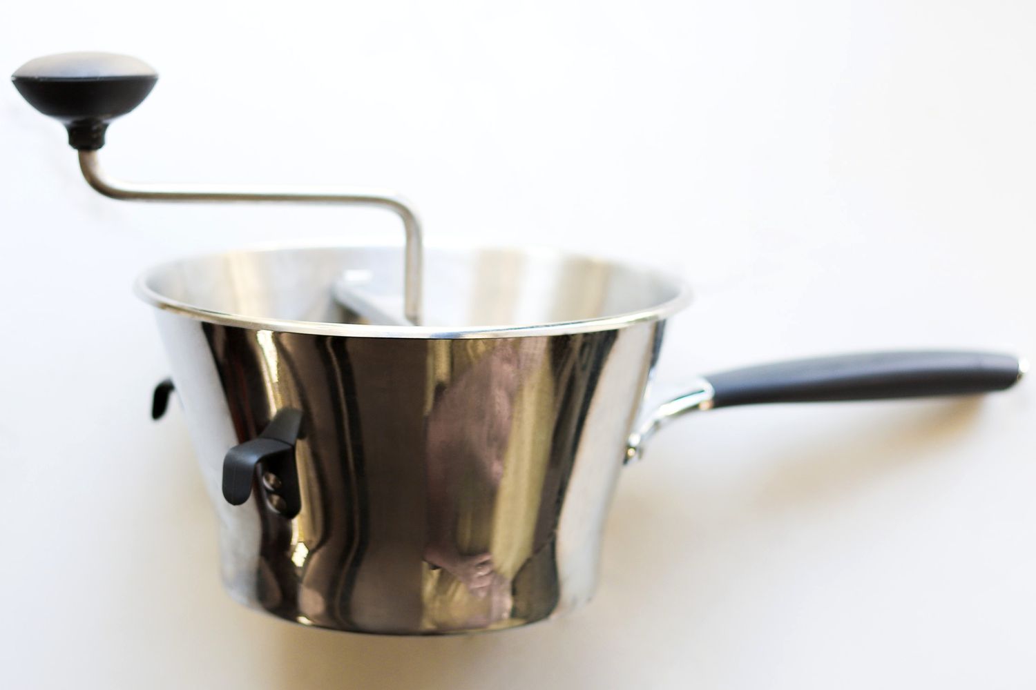 a side view of the williams sonoma food mill, showing how the sides are fluted